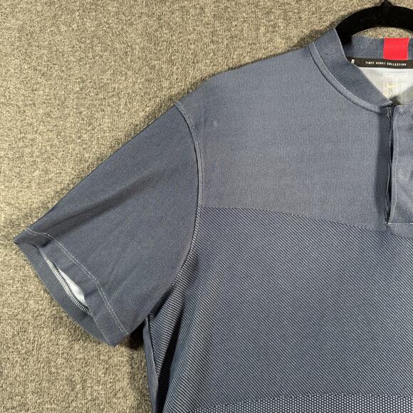 Nike Tiger Woods Polo Mens Medium Blue Dri-FIT Blade Collar Golf CT3799-460 - Picture 5 of 11